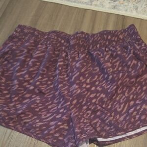 Athletic Works Purple Athletic Shorts with Bold Pattern